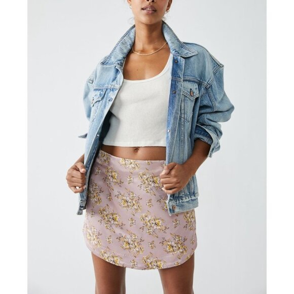 NWT Women's FREE PEOPLE All Dressed Up Mini Skirt / Pink Combo | Size 6 - Picture 1 of 13